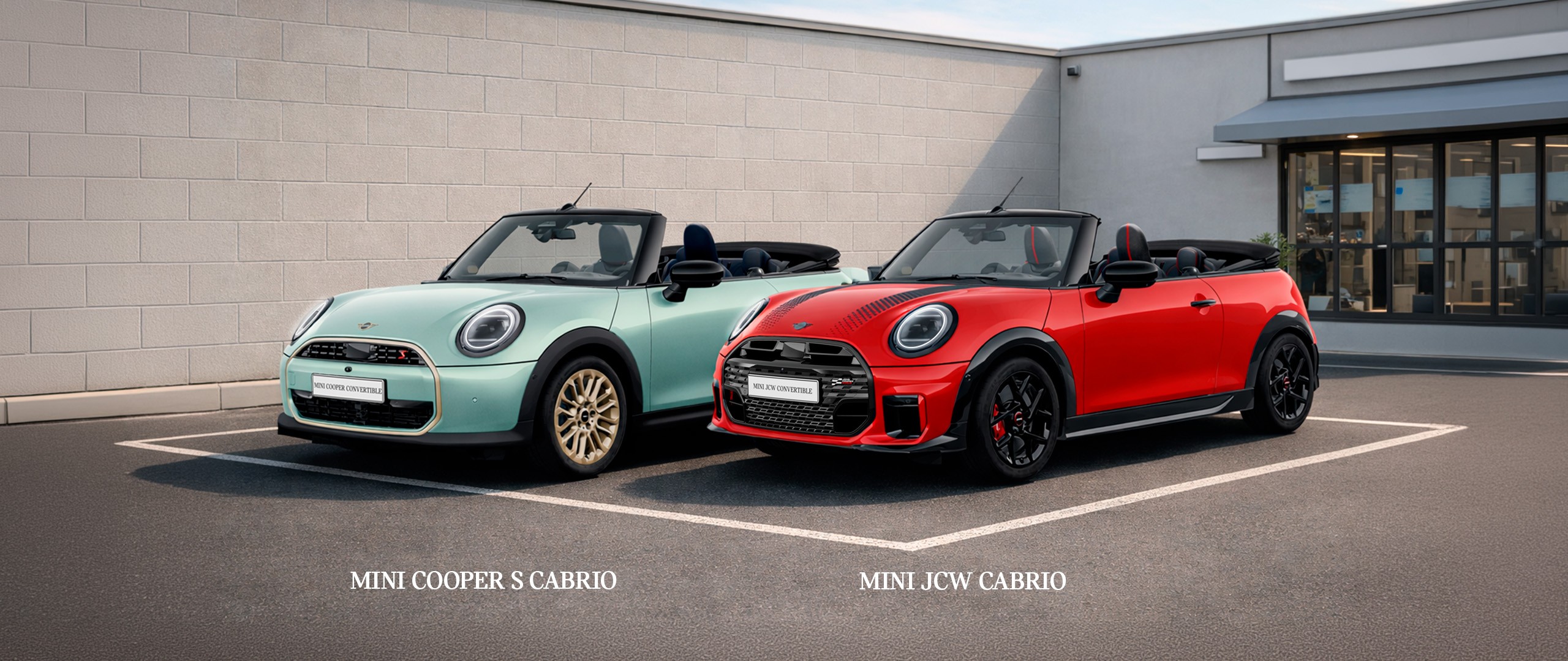 The new MINI convertible in yellow is cruising along a road, highlighting its stylish features and open-top design.